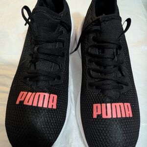 PUMA Black Sneakers with Coral Logo